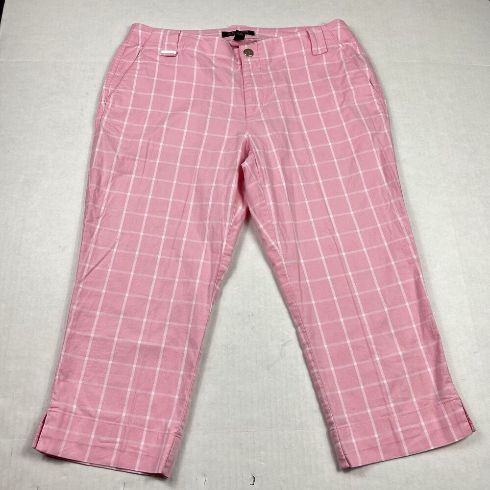 Lauren Ralph Lauren Pink Plaid Cropped Pants Coastal Preppy Classic Chino 6P